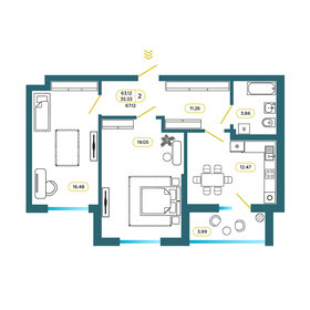 72 м², 2-комнатная квартира 6 500 000 ₽ - изображение 63