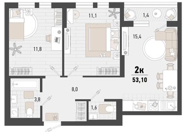 52,9 м², 2-комнатная квартира 12 330 990 ₽ - изображение 3