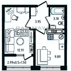 Квартира 31,5 м², 1-комнатная - изображение 4