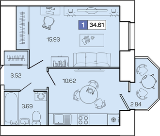 28,3 м², квартира-студия 3 607 104 ₽ - изображение 43