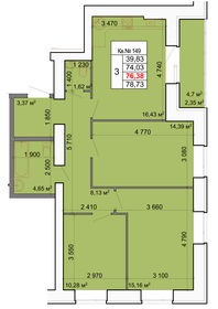 Квартира 76,4 м², 3-комнатная - изображение 1