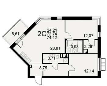 74,3 м², 2-комнатная квартира 13 739 950 ₽ - изображение 10