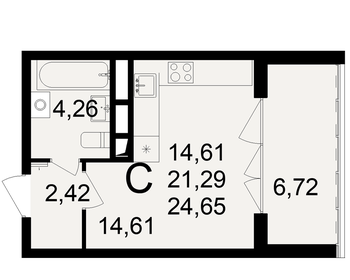 Квартира 24,7 м², студия - изображение 1