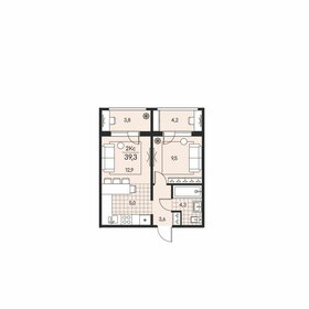 Квартира 39,3 м², 2-комнатная - изображение 1