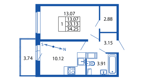 33,3 м², 1-комнатная квартира 5 868 888 ₽ - изображение 55