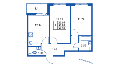 56,7 м², 2-комнатная квартира 6 655 000 ₽ - изображение 71