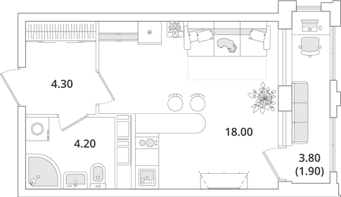 27,5 м², квартира-студия 6 842 773 ₽ - изображение 10