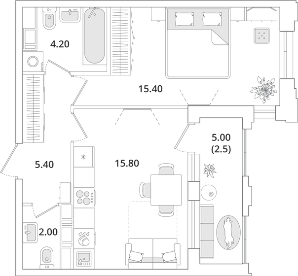 45,3 м², 1-комнатная квартира 9 941 702 ₽ - изображение 1