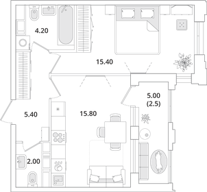 45,9 м², 1-комнатная квартира 9 900 000 ₽ - изображение 96