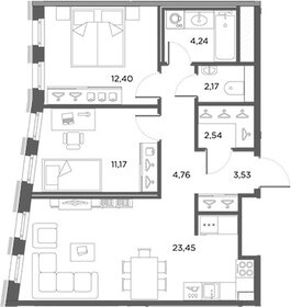 Квартира 64,3 м², 2-комнатная - изображение 1