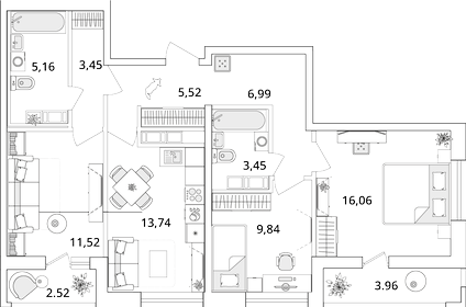 83,4 м², 3-комнатная квартира 20 192 368 ₽ - изображение 55