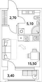 Квартира 25 м², студия - изображение 1