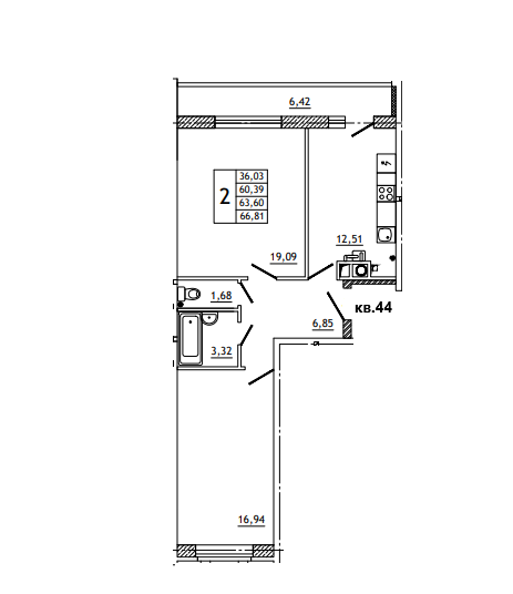 66,8 м², 2-комнатная квартира 3 953 000 ₽ - изображение 1