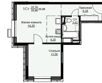 Квартира 39,9 м², 1-комнатная - изображение 1