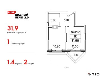 32,7 м², 1-комнатная квартира 8 956 268 ₽ - изображение 8