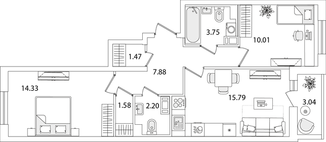 57,2 м², 2-комнатная квартира 13 827 881 ₽ - изображение 37