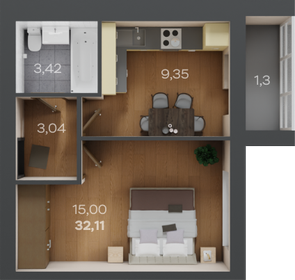 33,7 м², 1-комнатная квартира 2 529 000 ₽ - изображение 12