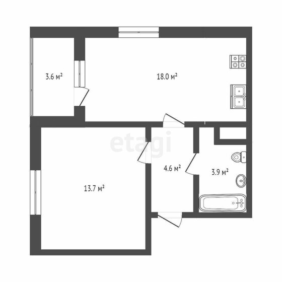 40 м², 1-комнатная квартира 6 800 000 ₽ - изображение 1