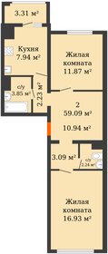 58,2 м², 2-комнатная квартира 2 357 505 ₽ - изображение 5