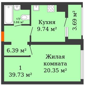 Квартира 39,7 м², 1-комнатная - изображение 1