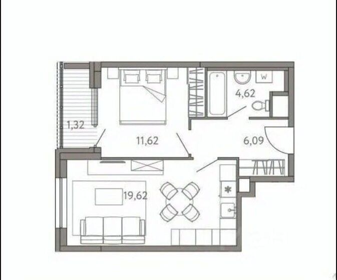 42,9 м², 2-комнатная квартира 16 200 000 ₽ - изображение 1