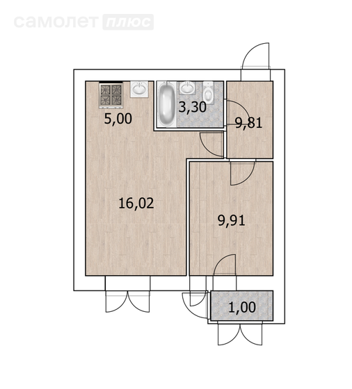 39 м², 1-комнатная квартира 4 900 000 ₽ - изображение 1