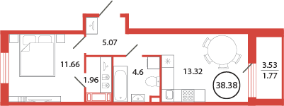 38,9 м², 1-комнатная квартира 7 111 881 ₽ - изображение 110