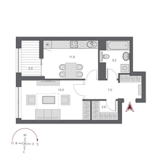 Квартира 42,8 м², 1-комнатная - изображение 2