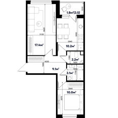 Квартира 53,8 м², 2-комнатная - изображение 2