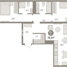 Квартира 79,4 м², 2-комнатная - изображение 4