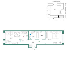 58,9 м², 2-комнатная квартира 8 700 000 ₽ - изображение 40