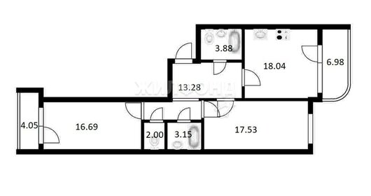 Квартира 74,7 м², 3-комнатная - изображение 1