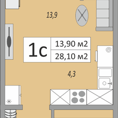 Квартира 28,1 м², 1-комнатная - изображение 2