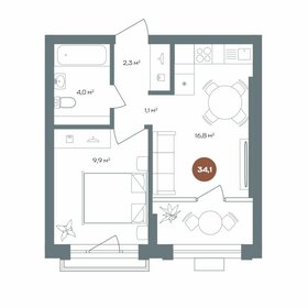 Квартира 34,1 м², 2-комнатная - изображение 1