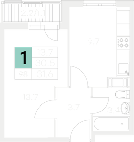 32,7 м², 1-комнатная квартира 4 100 000 ₽ - изображение 40