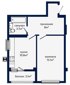 Квартира 41,4 м², 1-комнатная - изображение 1