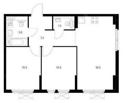 52,4 м², 2-комнатная квартира 10 399 999 ₽ - изображение 1