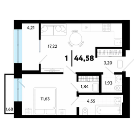 Квартира 44,6 м², 1-комнатная - изображение 1