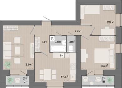 73,5 м², 3-комнатная квартира 7 620 000 ₽ - изображение 67