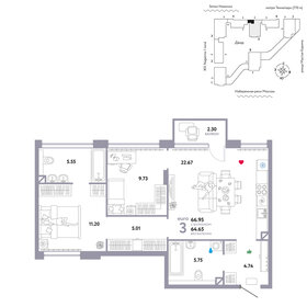 67 м², 3-комнатная квартира 34 490 000 ₽ - изображение 21