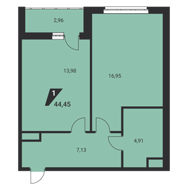 Квартира 44,5 м², 1-комнатная - изображение 2