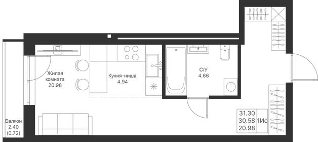 31,9 м², квартира-студия 8 554 560 ₽ - изображение 69