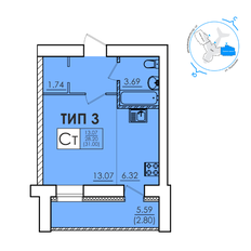 Квартира 31 м², 1-комнатная - изображение 1