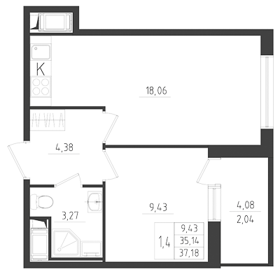 37,2 м², 2-комнатная квартира 6 190 470 ₽ - изображение 33