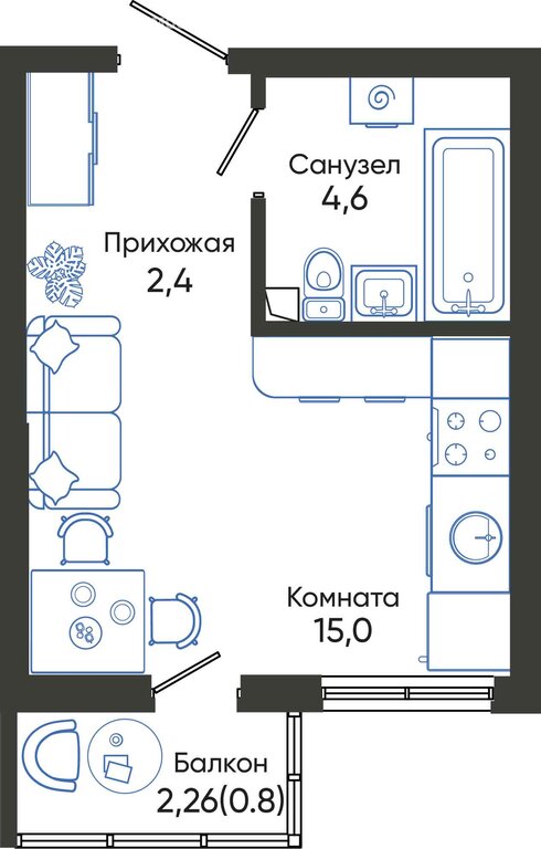 Варианты планировок ЖК «Облака» - планировка 4