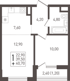 40,1 м², 1-комнатная квартира 5 373 400 ₽ - изображение 68