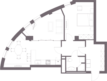 Квартира 64,9 м², 1-комнатная - изображение 1