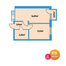 Квартира 38,2 м², 1-комнатная - изображение 1