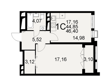 46,4 м², 1-комнатная квартира 7 300 000 ₽ - изображение 12