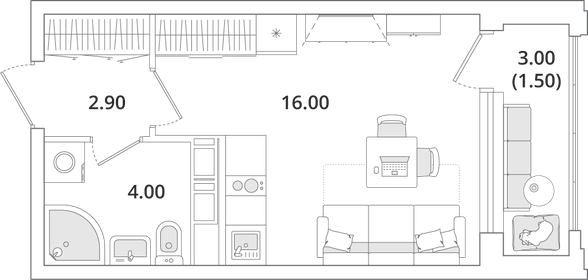 25 м², квартира-студия 7 000 000 ₽ - изображение 103